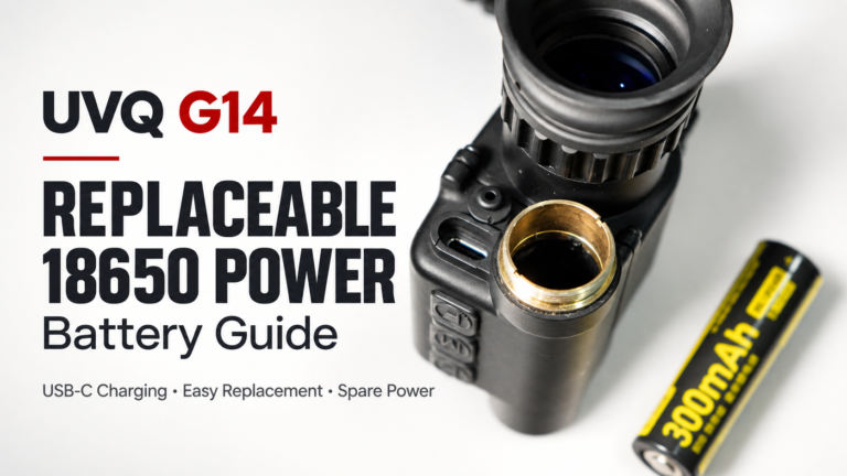 UVQ G14 replaceable 18650 battery with open battery compartment