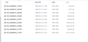 UVQ G14 MP4 video recording files in the record folder